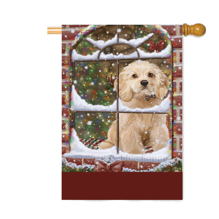 Personalized Please Come Home For Christmas Cocker Spaniel Dog Sitting In Window Custom House Flag FLG-DOTD-A60209