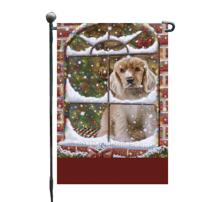 Personalized Please Come Home For Christmas Cocker Spaniel Dog Sitting In Window Custom Garden Flags GFLG-DOTD-A60154