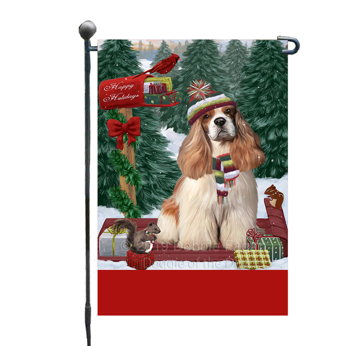 Personalized Merry Christmas Woodland Sled  Cocker Spaniel Dog Custom Garden Flags GFLG-DOTD-A61566