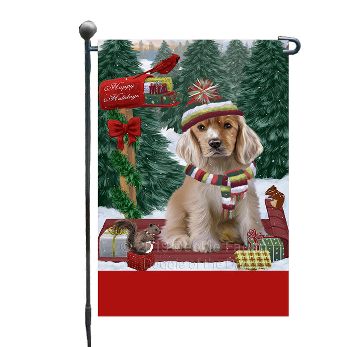 Personalized Merry Christmas Woodland Sled  Cocker Spaniel Dog Custom Garden Flags GFLG-DOTD-A61567