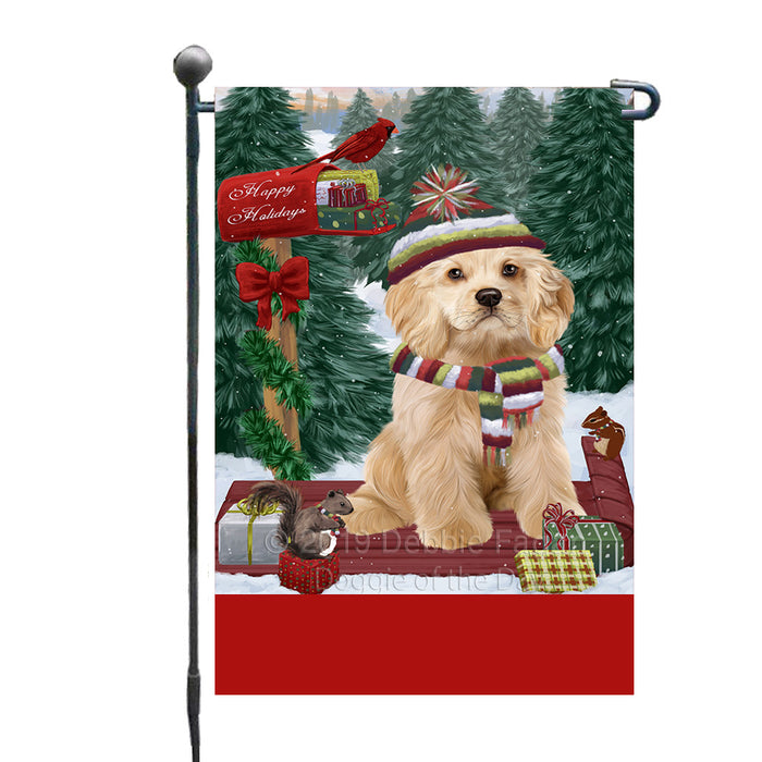 Personalized Merry Christmas Woodland Sled  Cocker Spaniel Dog Custom Garden Flags GFLG-DOTD-A61568