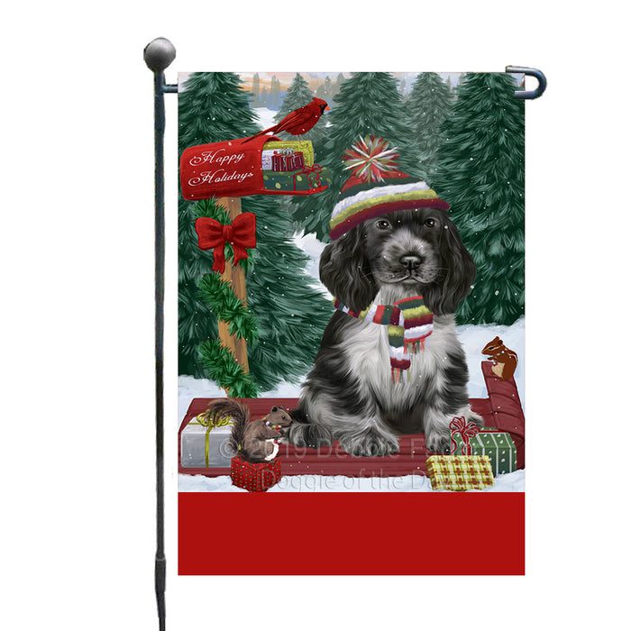 Personalized Merry Christmas Woodland Sled  Cocker Spaniel Dog Custom Garden Flags GFLG-DOTD-A61570