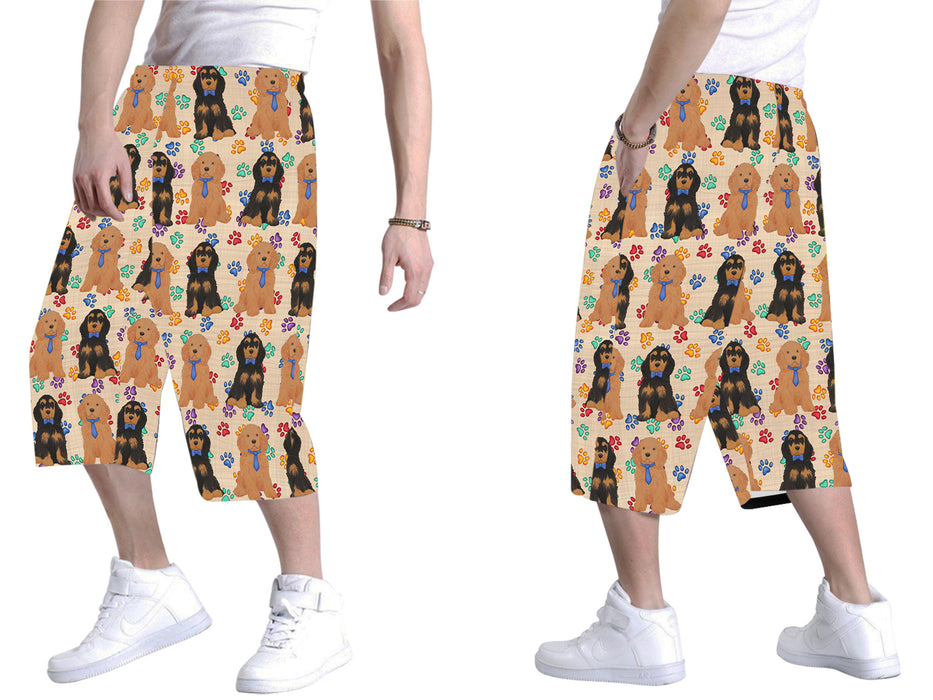 Rainbow Paw Print Cocker Spaniel Dogs Blue All Over Print Men's Baggy Shorts