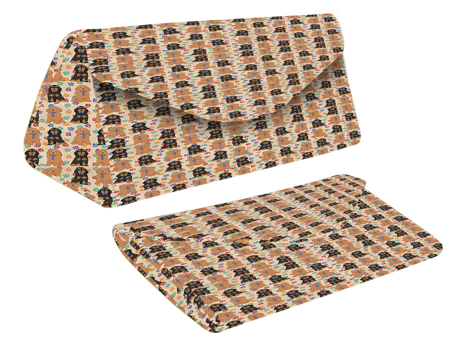 Rainbow Paw Print Cocker Spaniel Dogs Blue Foldable Glasses Case