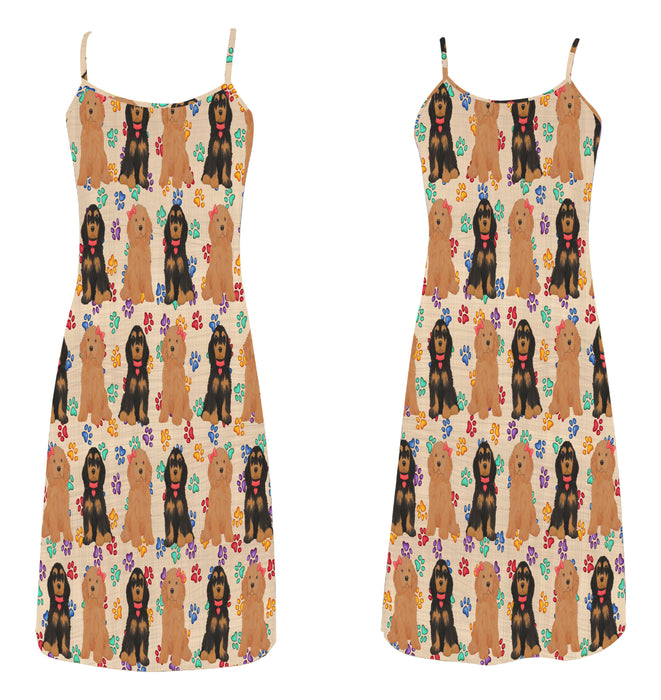 Rainbow Paw Print Cocker Spaniel Dogs Red Alcestis Slip Dress