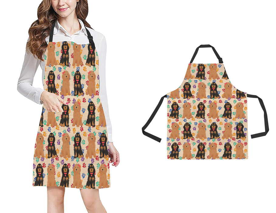 Rainbow Paw Print Cocker Spaniel Dogs Red All Over Print Adjustable Apron