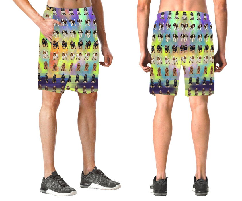 Paradise Wave Cocker Spaniel Dogs All Over Print Elastic Men's Beach Shorts