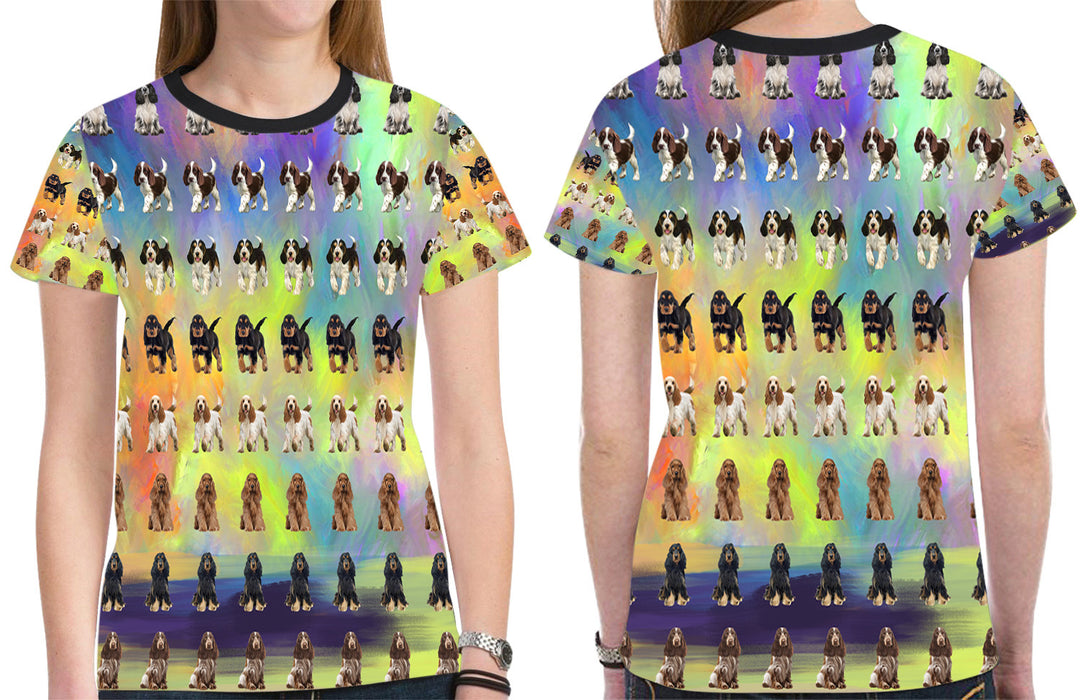 Paradise Wave Cocker Spaniel Dogs All Over Print Mesh Women's T-shirt