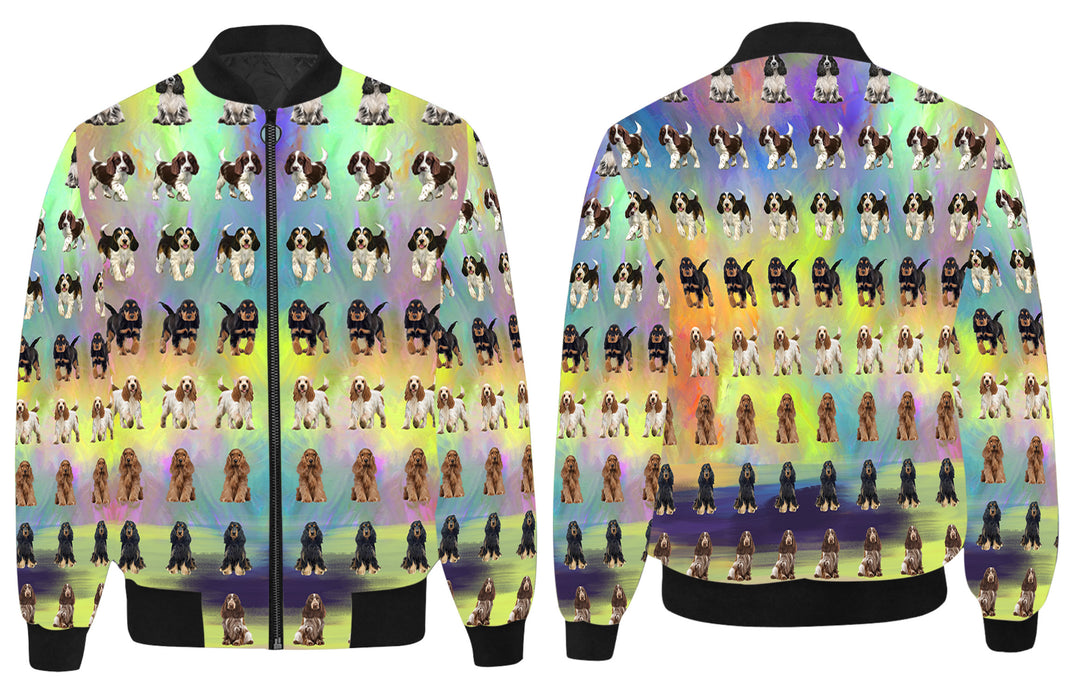 Paradise Wave Cocker Spaniel Dogs All Over Print Quilted Bomber Men's Jacket