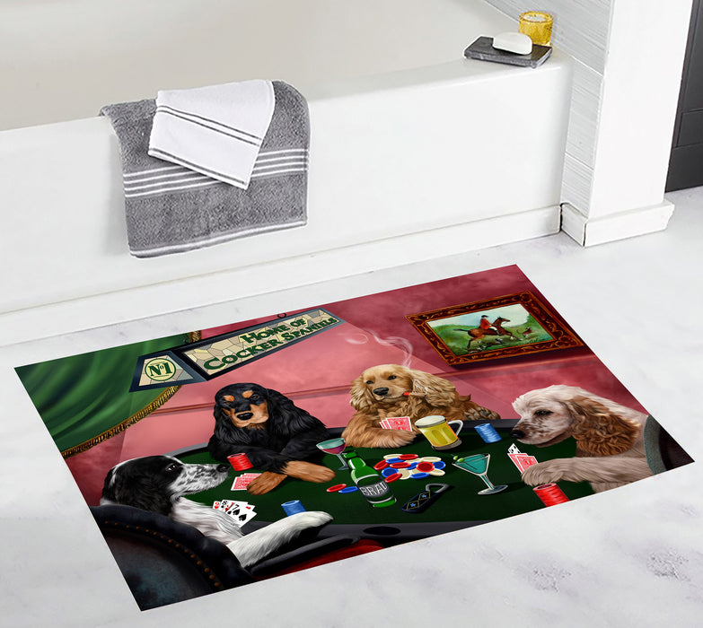 Home of  Cocker Spaniel Dogs Playing Poker Bath Mat