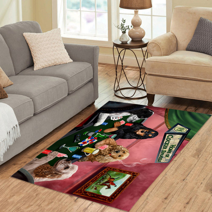 Home of  Cocker Spaniel Dogs Playing Poker Area Rug