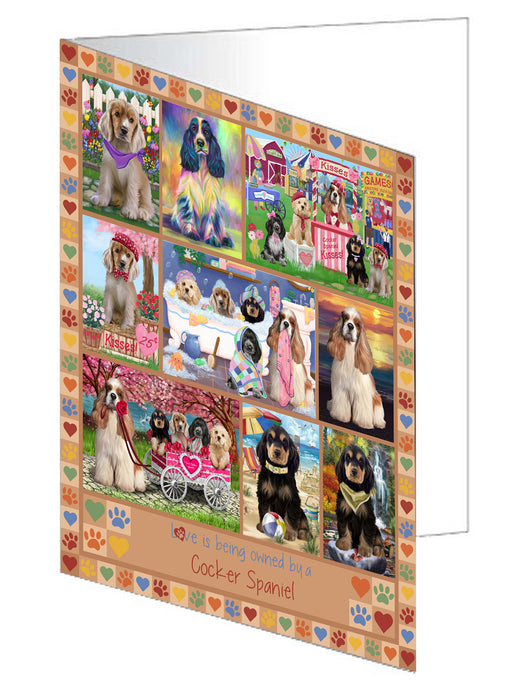 Love is Being Owned Cocker Spaniel Dog Beige Handmade Artwork Assorted Pets Greeting Cards and Note Cards with Envelopes for All Occasions and Holiday Seasons GCD77306