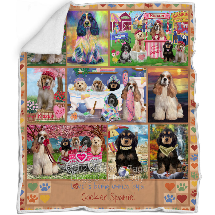 Love is Being Owned Cocker Spaniel Dog Beige Blanket BLNKT137352