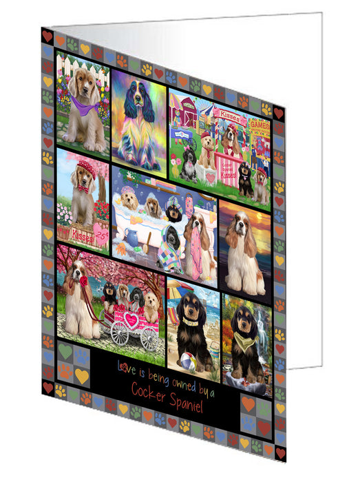 Love is Being Owned Cocker Spaniel Dog Grey Handmade Artwork Assorted Pets Greeting Cards and Note Cards with Envelopes for All Occasions and Holiday Seasons GCD77309