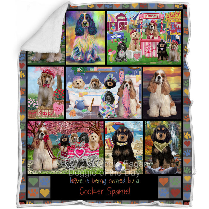 Love is Being Owned Cocker Spaniel Dog Grey Blanket BLNKT137361