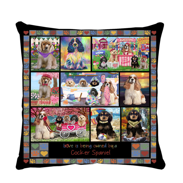Love is Being Owned Cocker Spaniel Dog Grey Pillow PIL84784