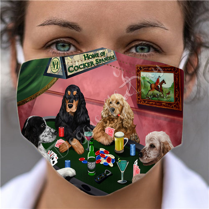 Home of Cocker Spaniel Dogs Playing Poker Face Mask FM49784