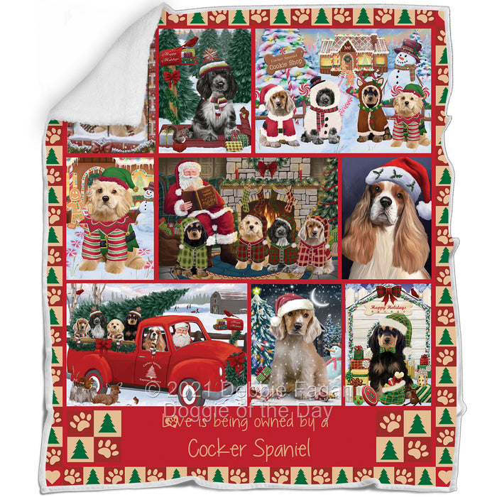 Love is Being Owned Christmas Cocker Spaniel Dogs Blanket BLNKT143462