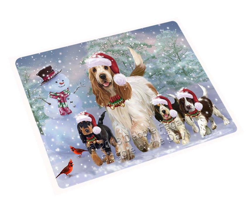 Christmas Running Family Cocker Spaniels Dog Large Refrigerator / Dishwasher Magnet RMAG95070