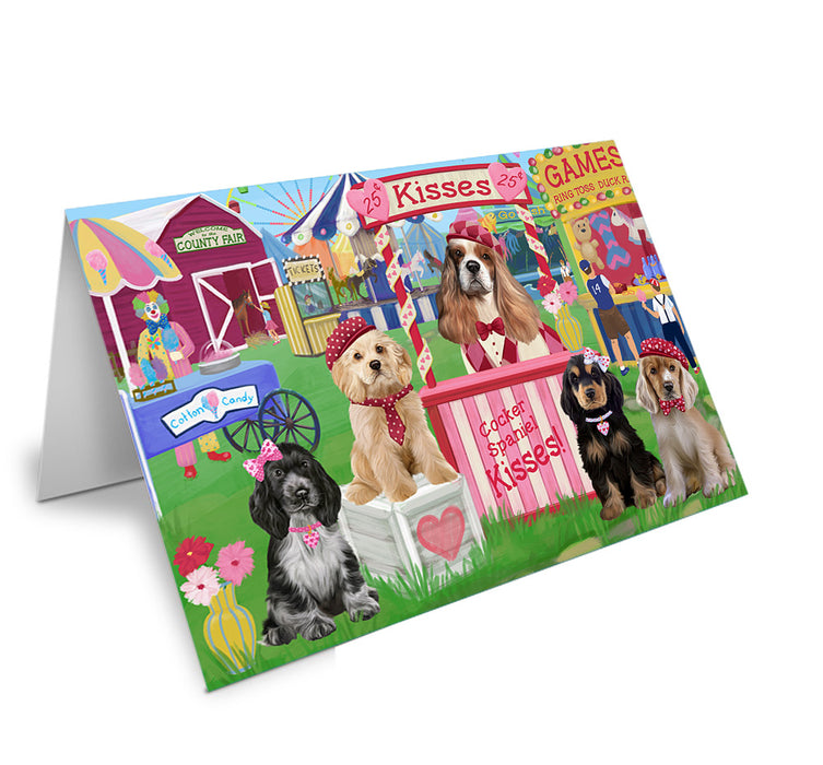 Carnival Kissing Booth Cocker Spaniels Dog Handmade Artwork Assorted Pets Greeting Cards and Note Cards with Envelopes for All Occasions and Holiday Seasons GCD72005