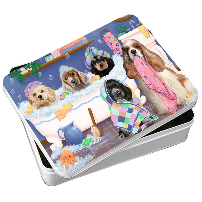 Rub A Dub Dogs In A Tub Cocker Spaniels Dog Photo Storage Tin PITN56726