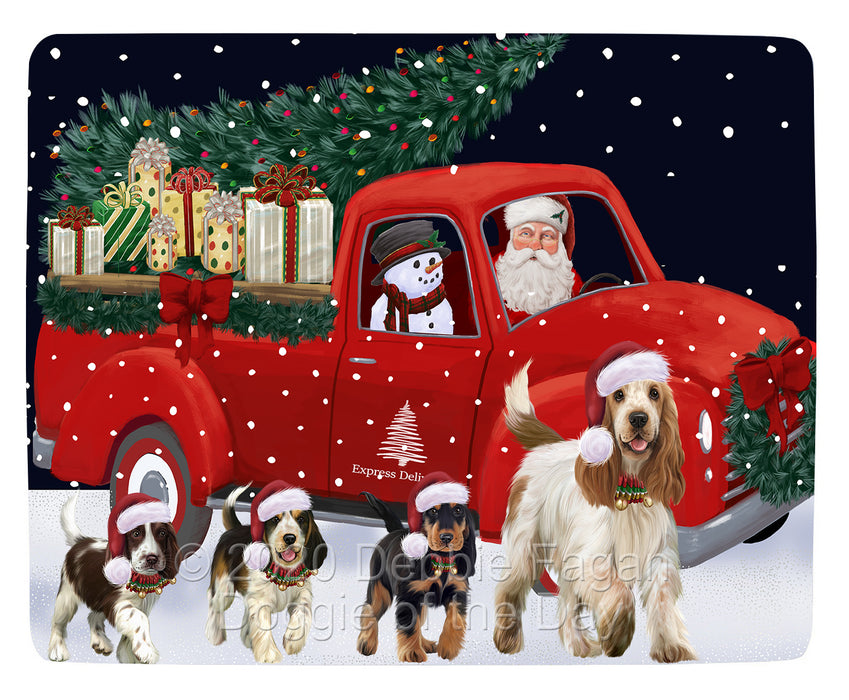 Christmas Express Delivery Red Truck Running Cocker Spaniel Dogs Blanket BLNKT141783