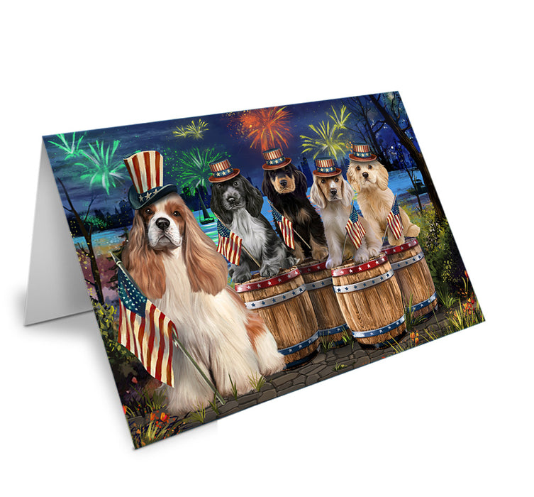 4th of July Independence Day Fireworks Cocker Spaniels at the Lake Handmade Artwork Assorted Pets Greeting Cards and Note Cards with Envelopes for All Occasions and Holiday Seasons GCD57116