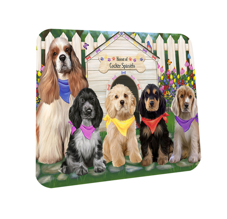 Spring Dog House Cocker Spaniels Dog Coasters Set of 4 CST52164