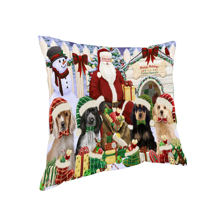 Christmas Dog House Cocker Spaniels Dog Pillow PIL66560