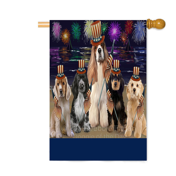 Personalized 4th of July Firework Cocker Spaniel Dogs Custom House Flag FLG-DOTD-A57940