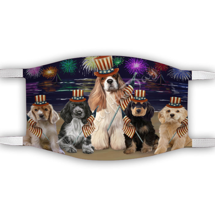4th of July Independence Day Cocker Spaniel Dogs Face Mask FM49397