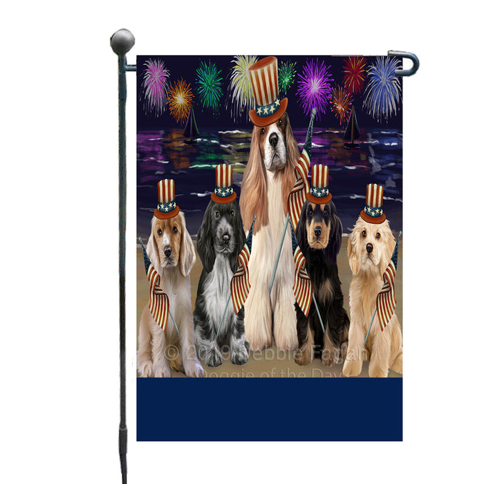 Personalized 4th of July Firework Cocker Spaniel Dogs Custom Garden Flags GFLG-DOTD-A57884