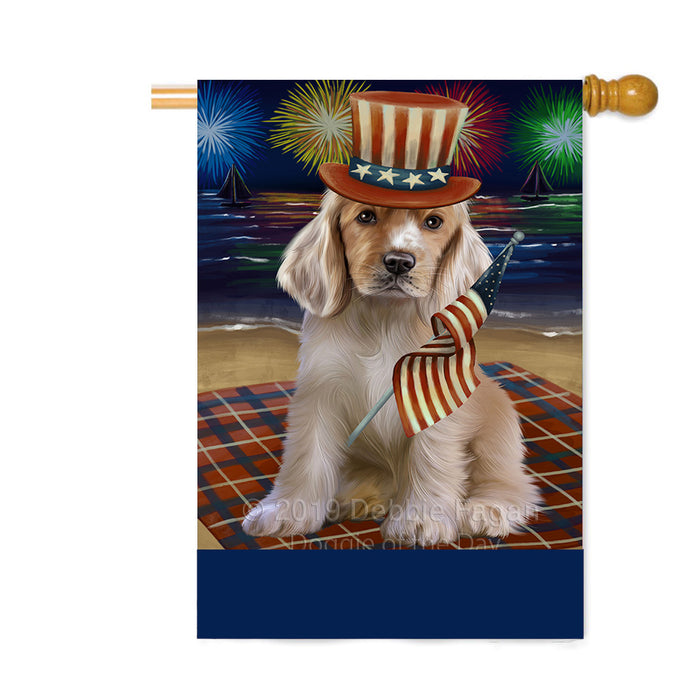 Personalized 4th of July Firework Cocker Spaniel Dog Custom House Flag FLG-DOTD-A57943
