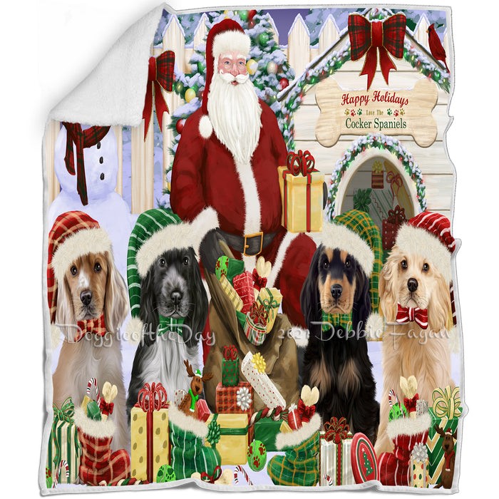 Christmas Dog House Cocker Spaniels Dog Blanket BLNKT89697