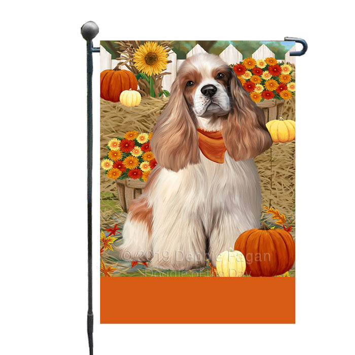 Personalized Fall Autumn Greeting Cocker Spaniel Dog with Pumpkins Custom Garden Flags GFLG-DOTD-A61891