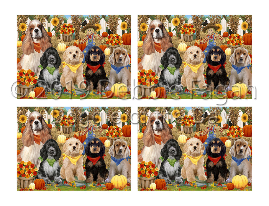 Fall Festive Harvest Time Gathering Cocker Spaniel Dogs Placemat