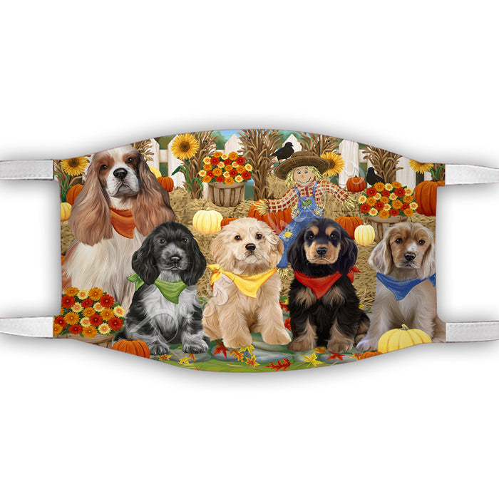 Fall Festive Harvest Time Gathering  Cocker Spaniel Dogs Face Mask FM48529