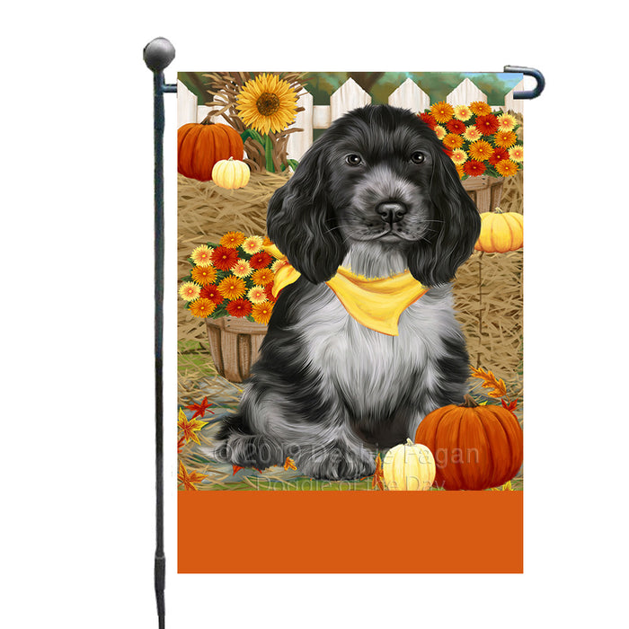 Personalized Fall Autumn Greeting Cocker Spaniel Dog with Pumpkins Custom Garden Flags GFLG-DOTD-A61894