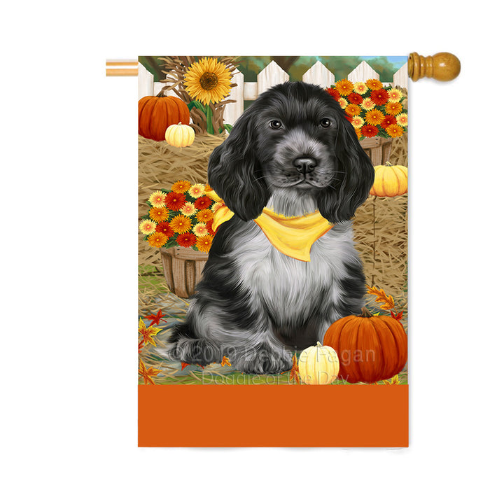 Personalized Fall Autumn Greeting Cocker Spaniel Dog with Pumpkins Custom House Flag FLG-DOTD-A61950
