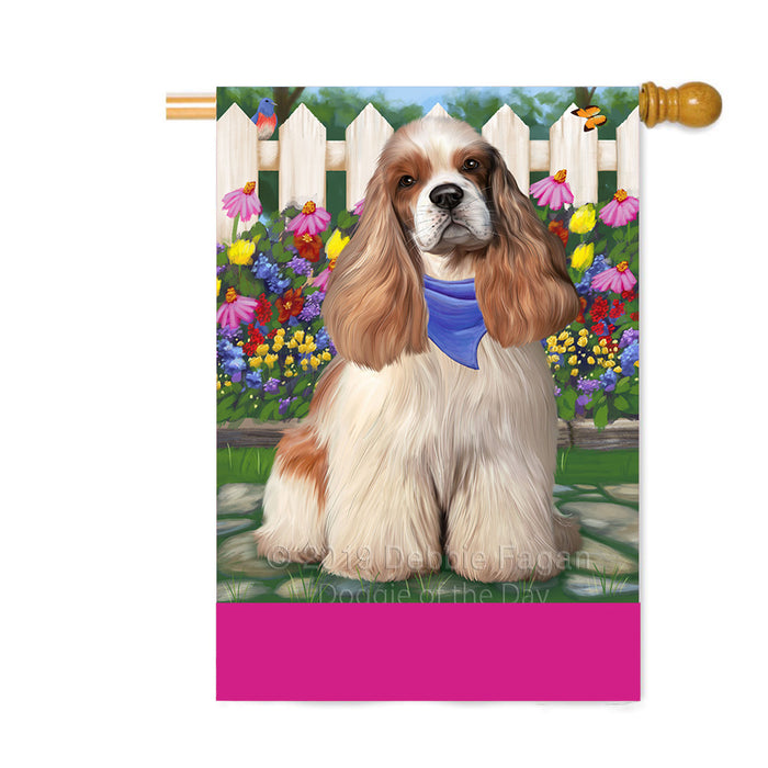 Personalized Spring Floral Cocker Spaniel Dog Custom House Flag FLG-DOTD-A62889