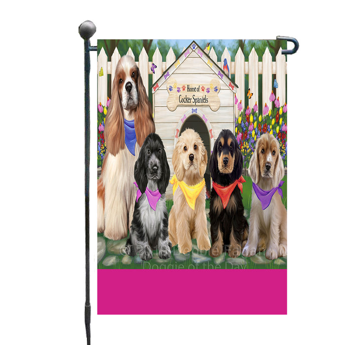 Personalized Spring Dog House Cocker Spaniel Dogs Custom Garden Flags GFLG-DOTD-A62834