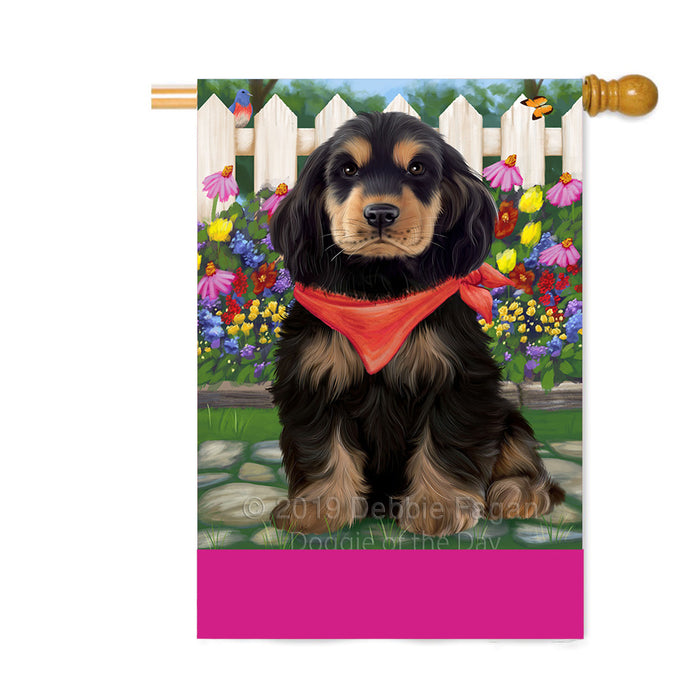Personalized Spring Floral Cocker Spaniel Dog Custom House Flag FLG-DOTD-A62891