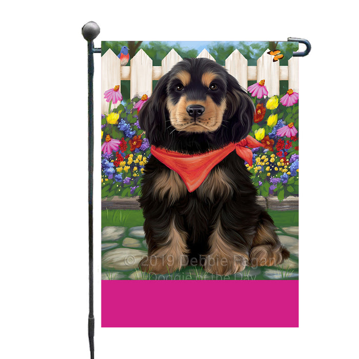 Personalized Spring Floral Cocker Spaniel Dog Custom Garden Flags GFLG-DOTD-A62835