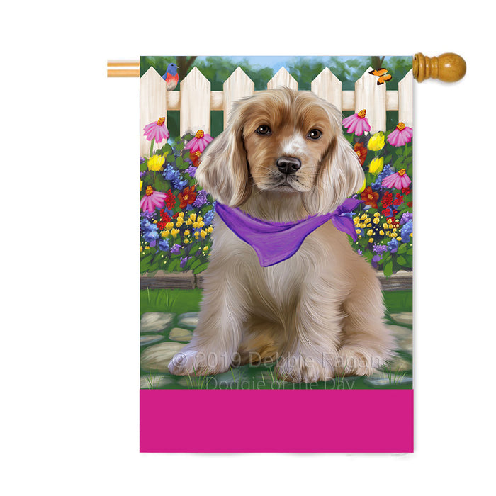 Personalized Spring Floral Cocker Spaniel Dog Custom House Flag FLG-DOTD-A62892