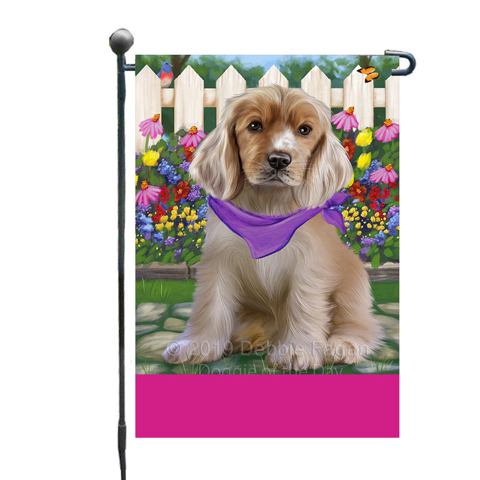 Personalized Spring Floral Cocker Spaniel Dog Custom Garden Flags GFLG-DOTD-A62836