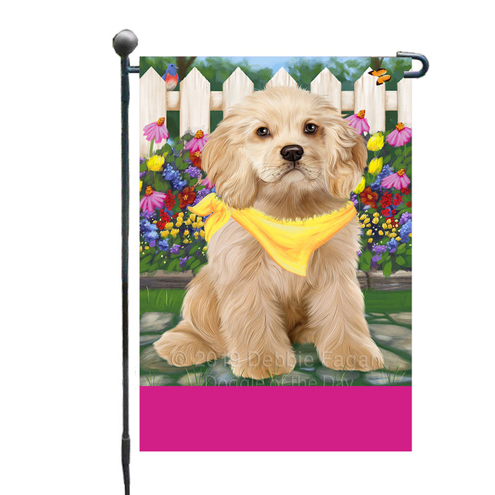 Personalized Spring Floral Cocker Spaniel Dog Custom Garden Flags GFLG-DOTD-A62837