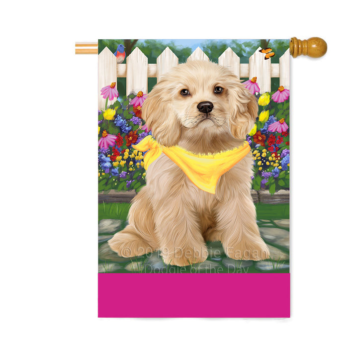 Personalized Spring Floral Cocker Spaniel Dog Custom House Flag FLG-DOTD-A62893