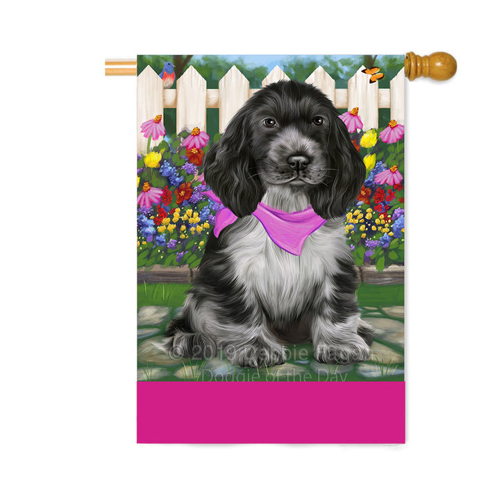 Personalized Spring Floral Cocker Spaniel Dog Custom House Flag FLG-DOTD-A62894