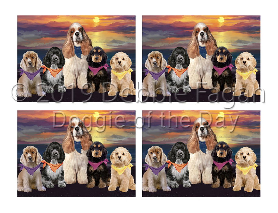 Family Sunset Portrait Cocker Spaniel Dogs Placemat