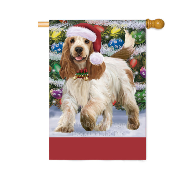 Personalized Trotting in the Snow Cocker Spaniel Dog Custom House Flag FLG-DOTD-A60765